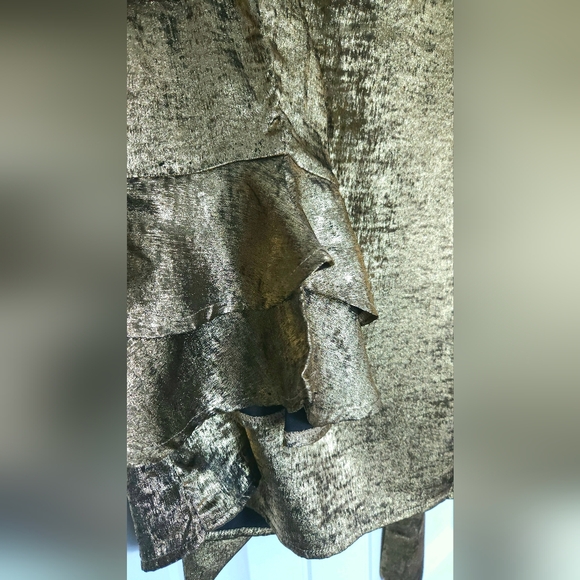 New York & Company Elegant Gold Longsleeve Blouse - Picture 3 of 5